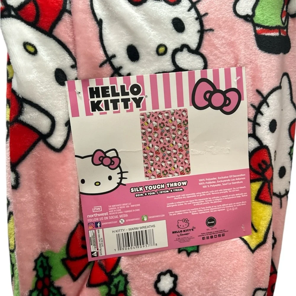 Hello Kitty Silk Touch Throw Blanket - Holiday Edition,‎ 50” x 70” Cozy Fleece